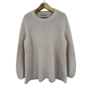 Loft XL Women's Knit Sweater 100% Cotton Pale Pink Pullover Relaxed Cotton Crew